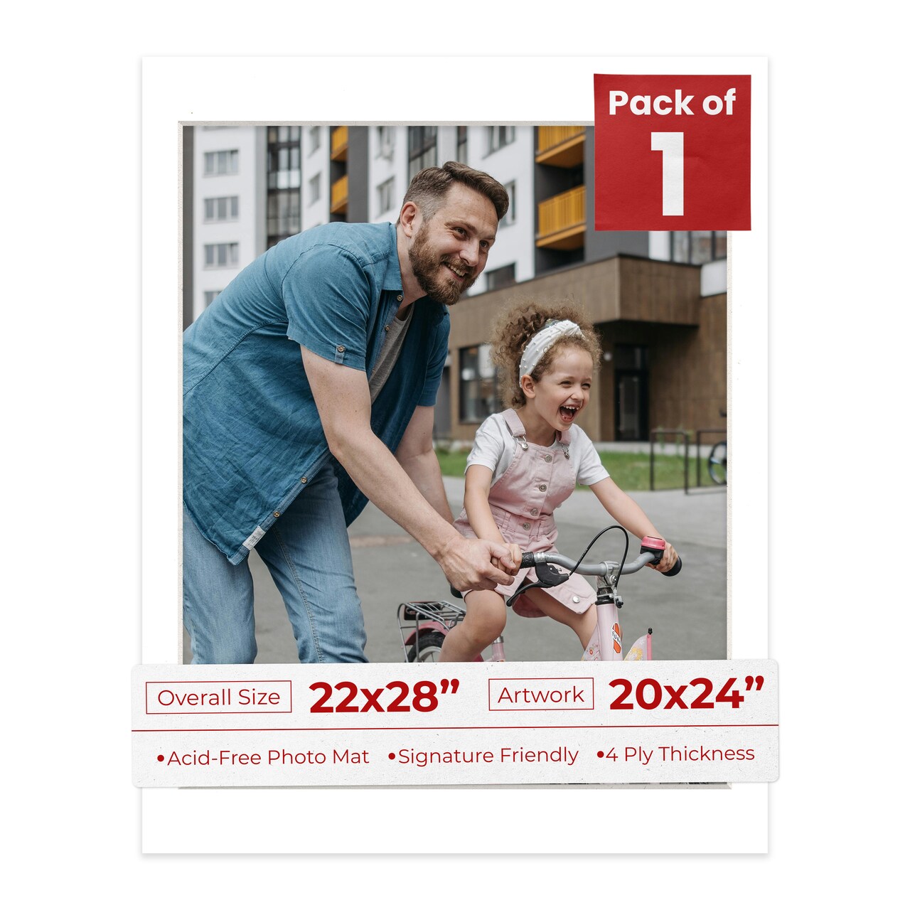 Textured White Mat Board for 22x28 Frames - Fits 20x24 Photos